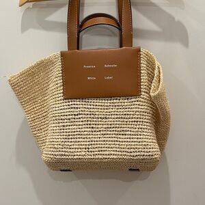 Proenza Schouler Tan and Cream Woven Raffia Tote